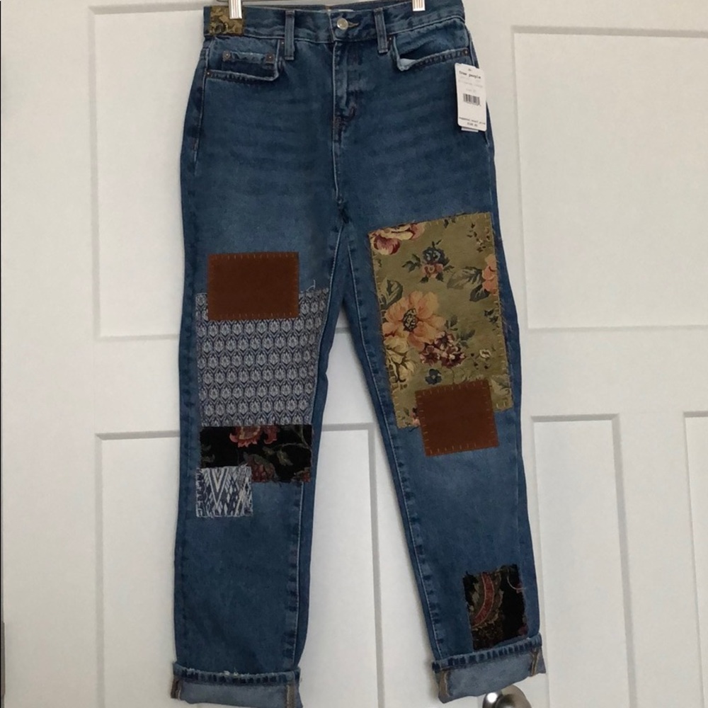 Free people patchwork jeans NWT